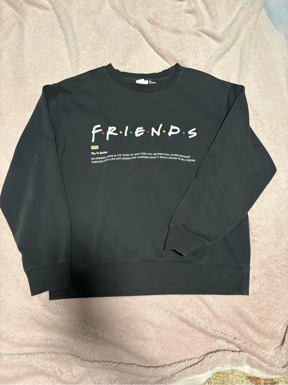 H&M Black 'FRIENDS' Crewneck Sweatshirt with Multicolor Logo